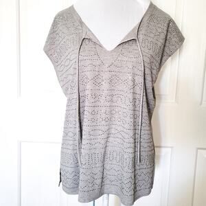 Banana Republic Factory Sleeveless Top Large Gray Embellished Boho Vneck